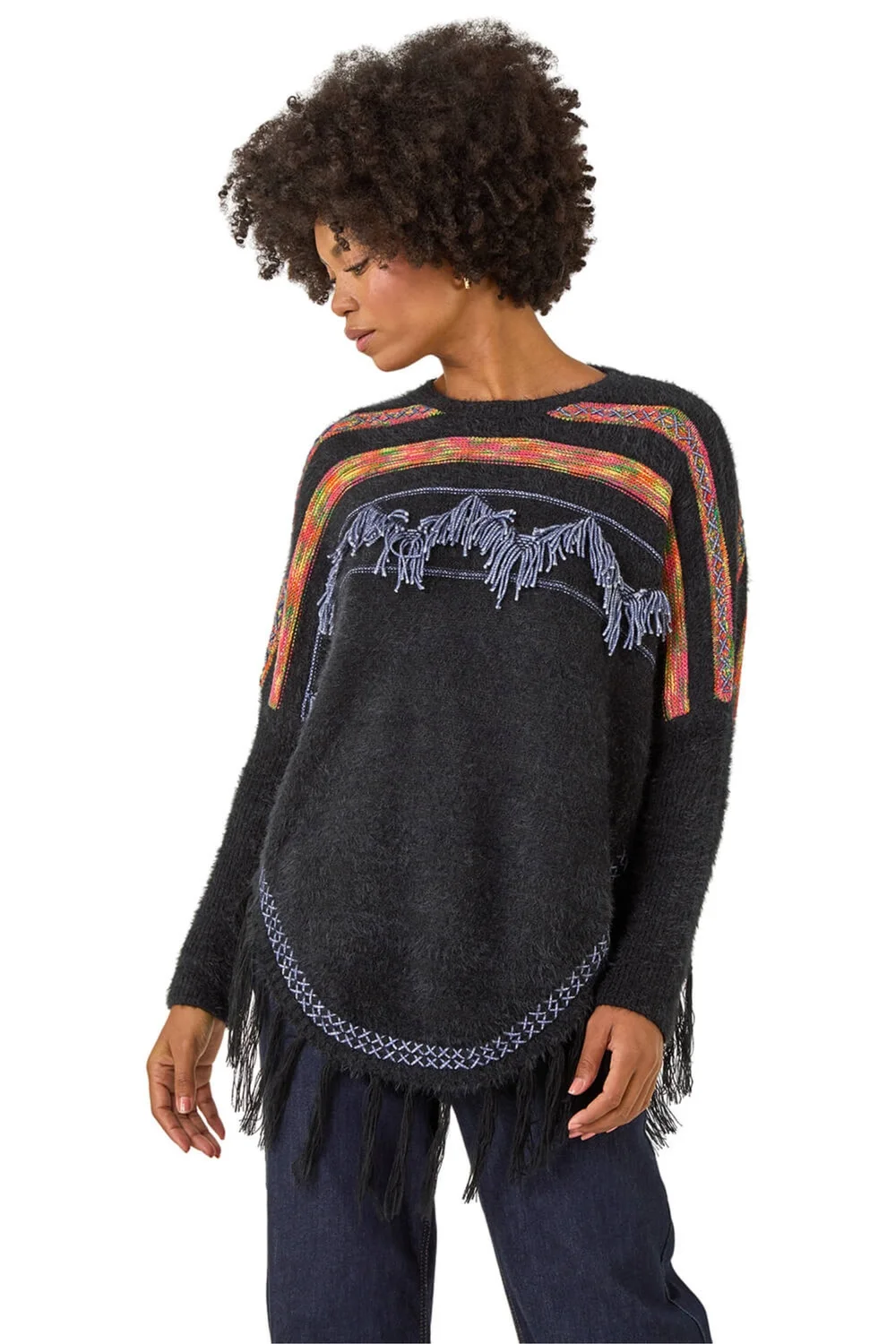 Roman Black Jacquard Tassel Knit Jumper - 16 Image 1