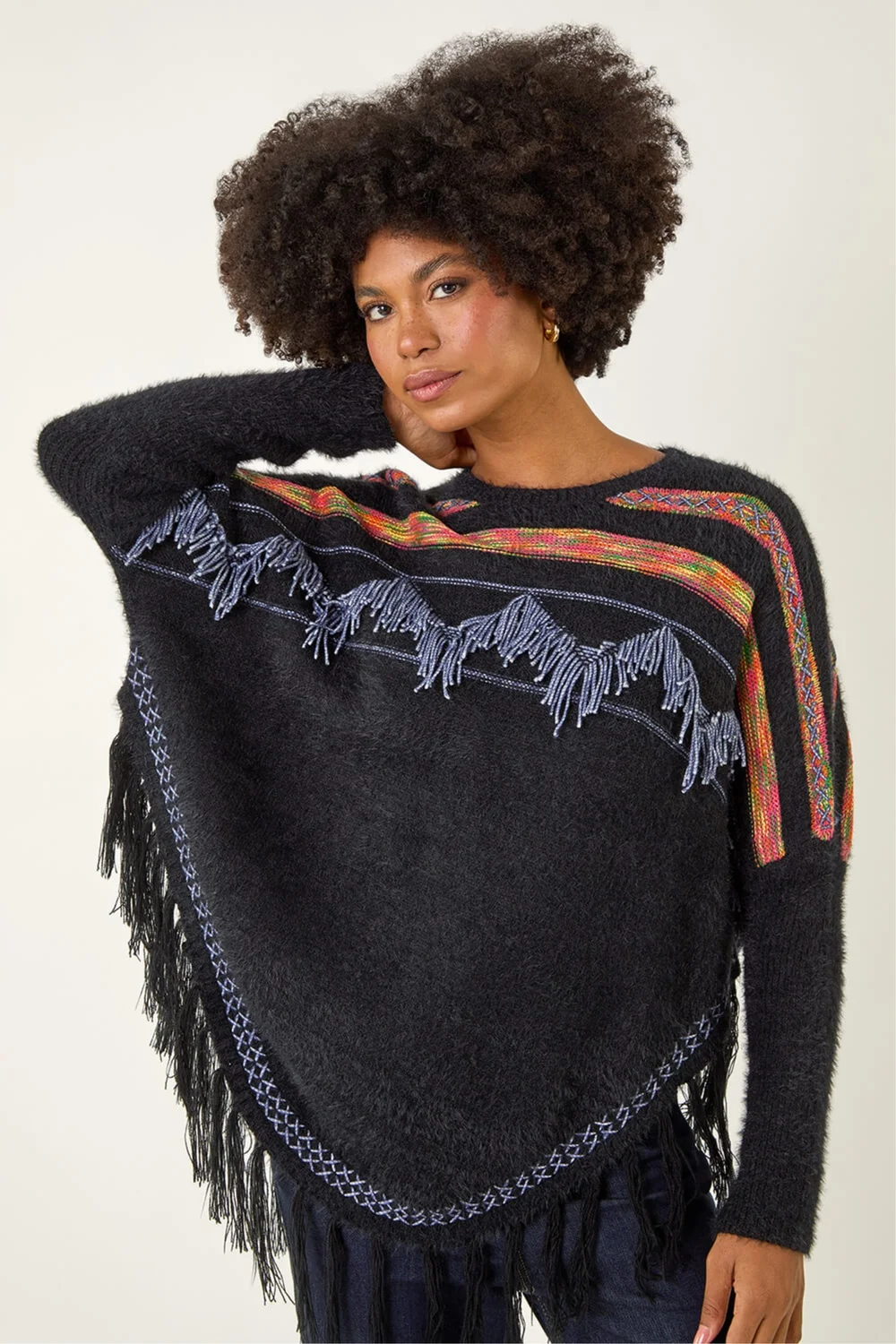 Roman Black Jacquard Tassel Knit Jumper - 16 Image 3