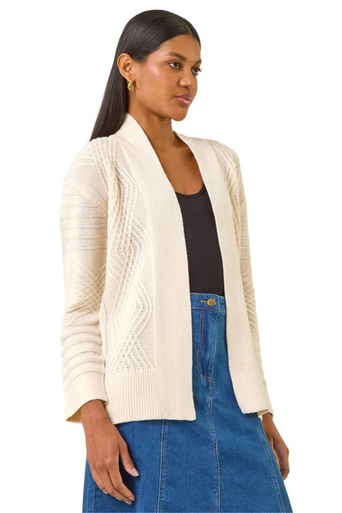 Roman Ivory Textured Knit Cardigan - 16 Image 1