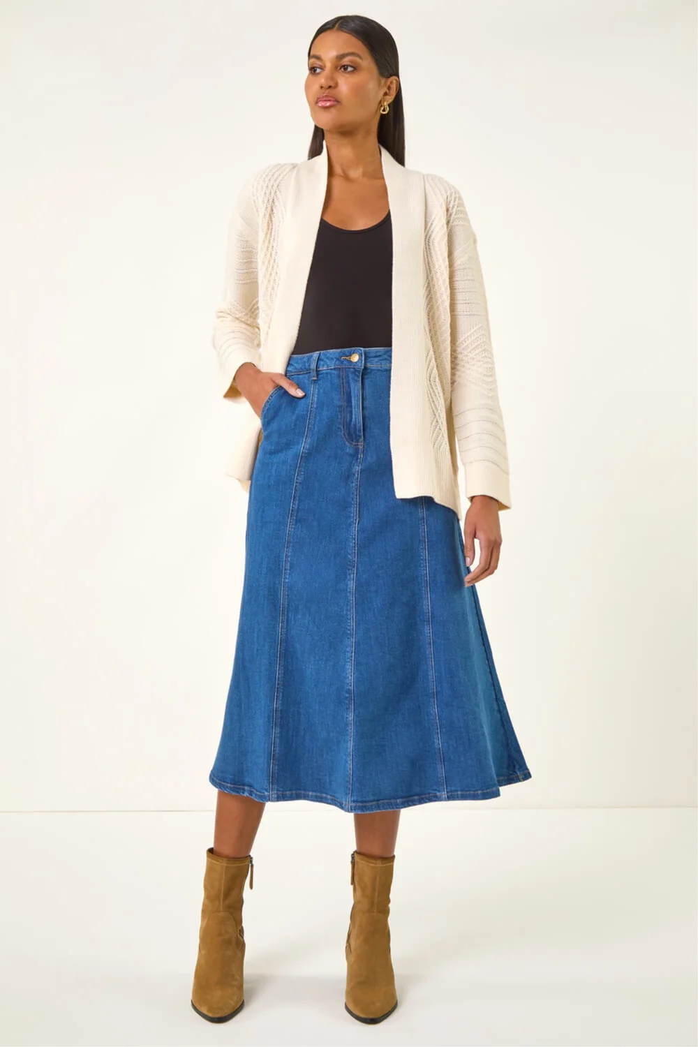 Roman Ivory Textured Knit Cardigan - 16 Image 3