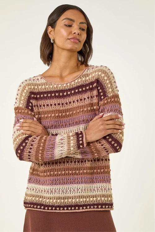 Roman Natural Bobble Knit Stripe Jumper - 20 Image 2
