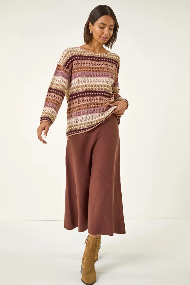 Roman Natural Bobble Knit Stripe Jumper