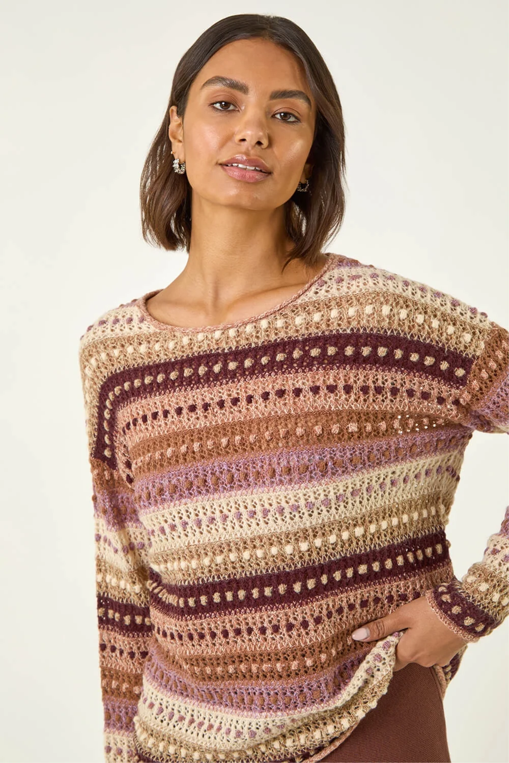 Roman Natural Bobble Knit Stripe Jumper - 20 Image 4
