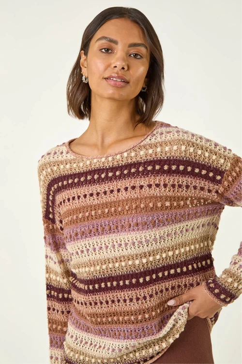 Roman Natural Bobble Knit Stripe Jumper - 20 Image 4