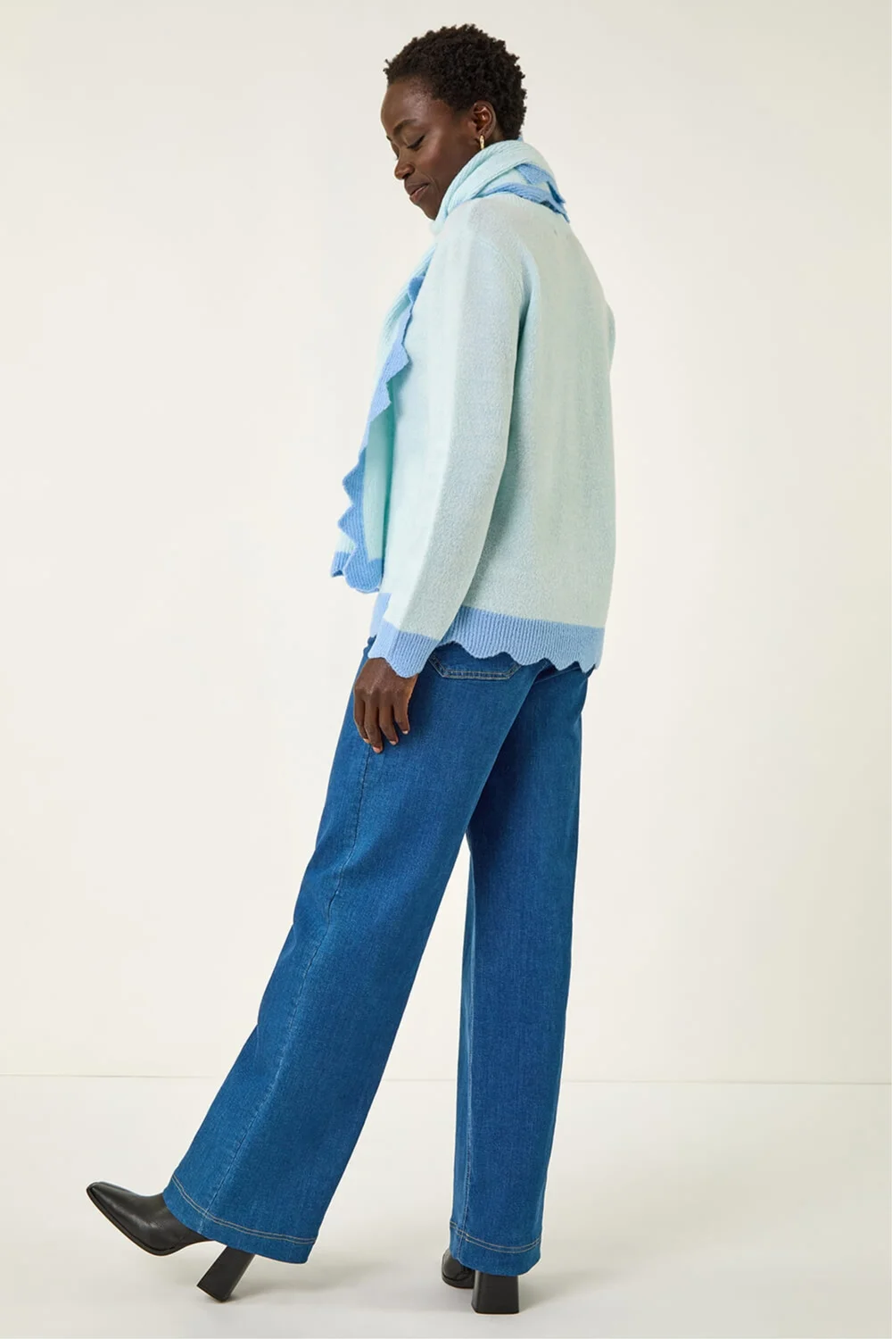 Roman Light Blue Scalloped Scarf Knit Jumper - 10 Image 3