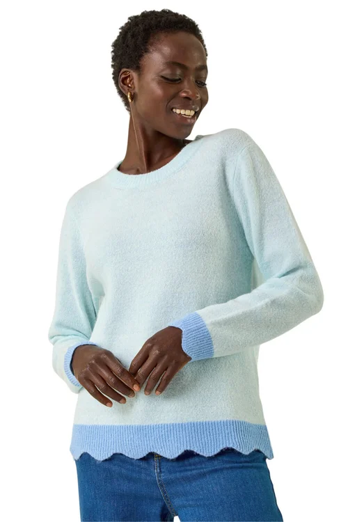 Roman Light Blue Scalloped Scarf Knit Jumper - 10 Image 1
