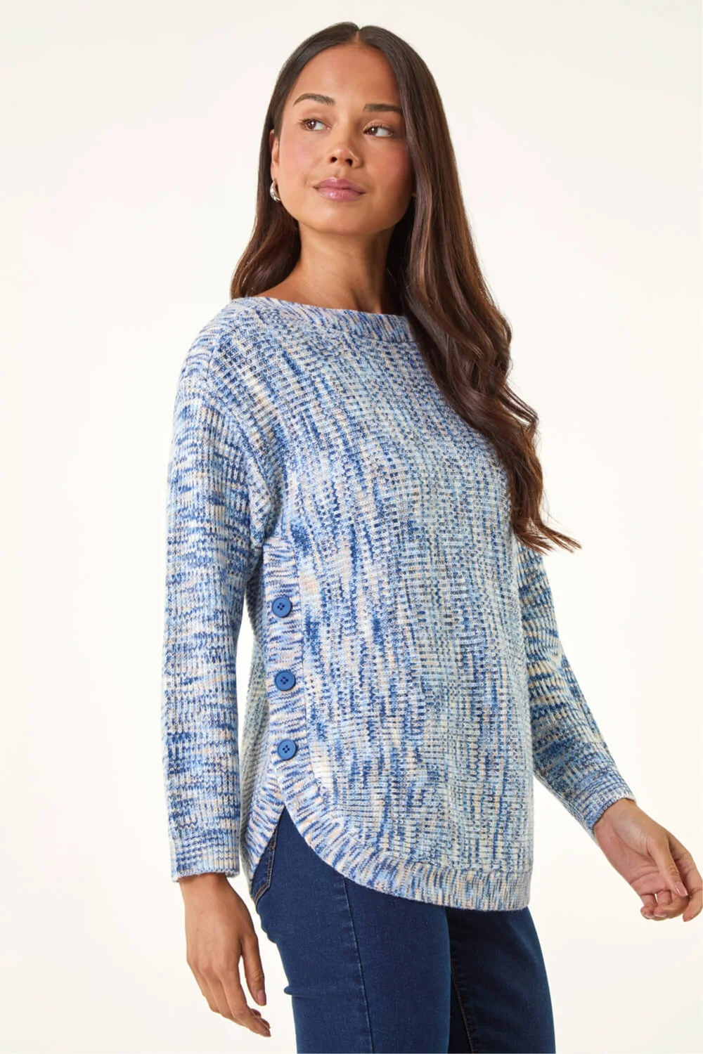 Roman Blue Petite Curve Hem Knit Jumper - 12 Image 4