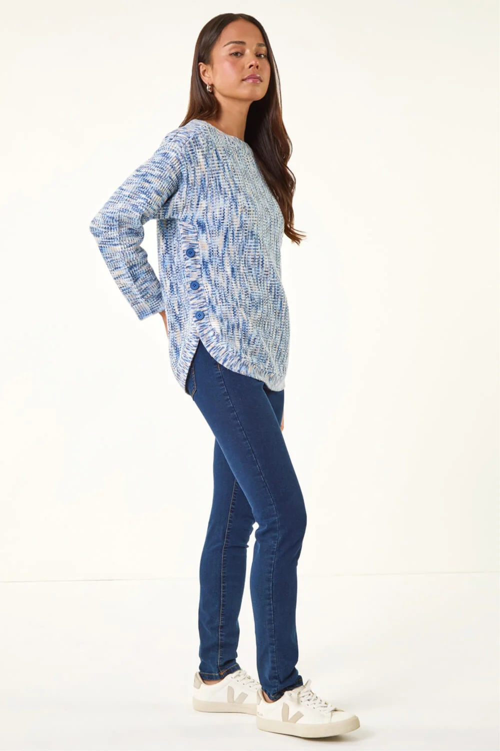 Roman Blue Petite Curve Hem Knit Jumper - 12 Image 2