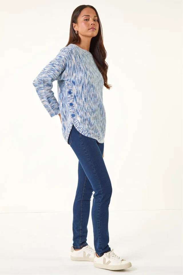 Roman Blue Petite Curve Hem Knit Jumper