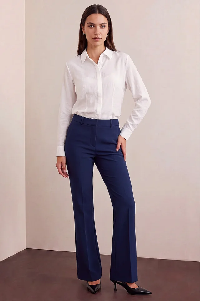 Roman Navy Bootcut Leg Stretch Trousers