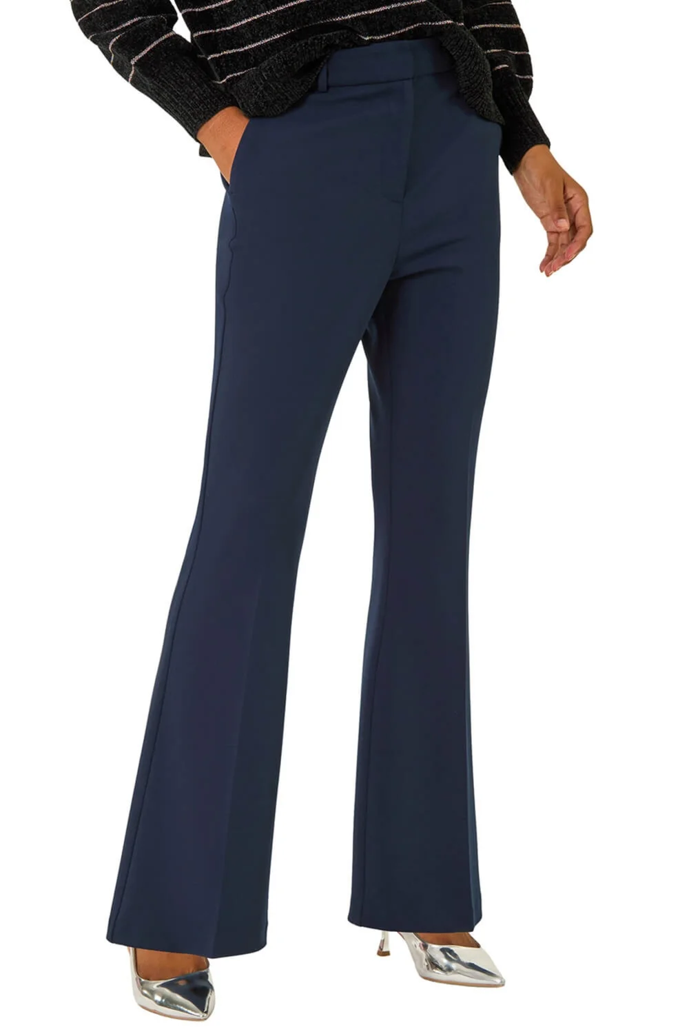 Roman Navy Bootcut Leg Stretch Trousers - 14 Image 1