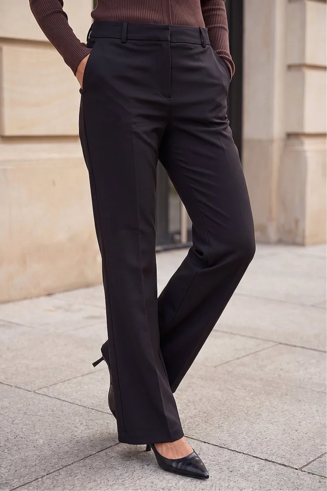 Roman Black Long Bootcut Stretch Trousers