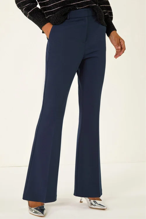 Roman Navy Long Bootcut Stretch Trousers - 20 Image 4