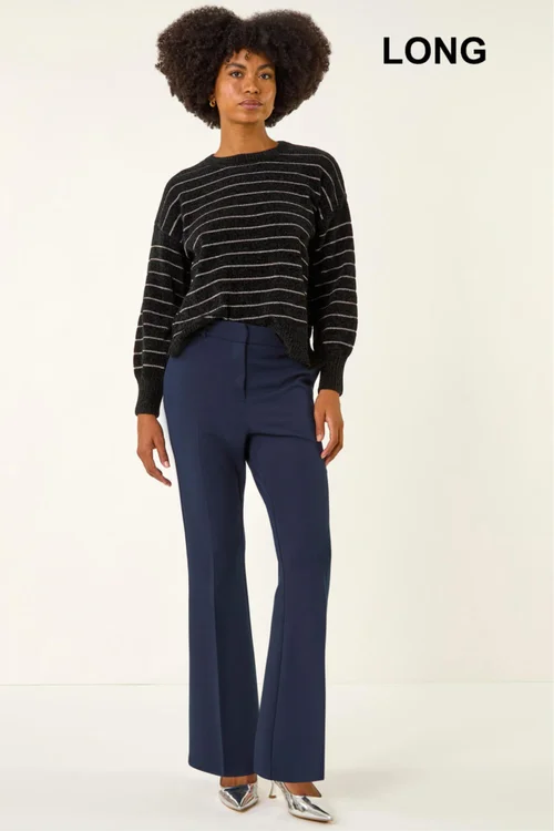 Roman Navy Long Bootcut Stretch Trousers - 20 Image 1