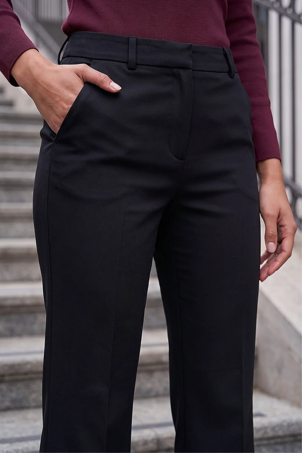 Roman Black Bootcut Crepe Stretch Trousers - 12 Image 4