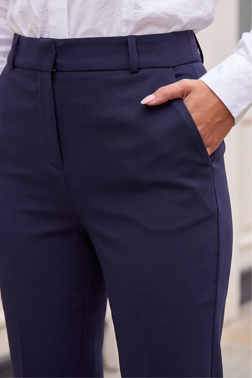 Roman Navy Bootcut Crepe Stretch Trousers - 14 Image 4