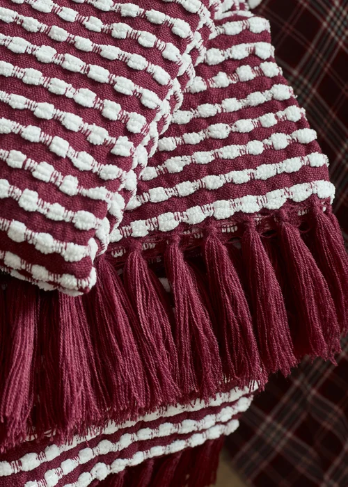 Catherine Lansfield Stab Stitch Blanket Throw Plum (125x150cm) - One Size Image 2