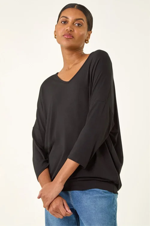 Roman Black V-Neck Jersey Stretch T-Shirt - 20 Image 1