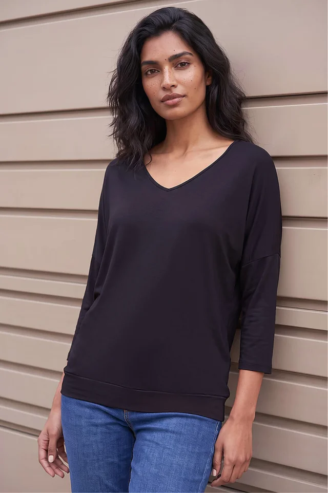 Roman Black V-Neck Jersey Stretch T-Shirt