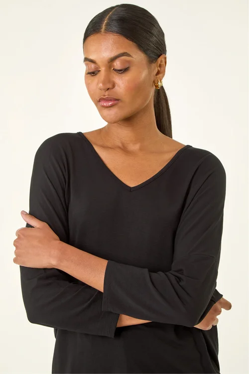 Roman Black V-Neck Jersey Stretch T-Shirt - 20 Image 4