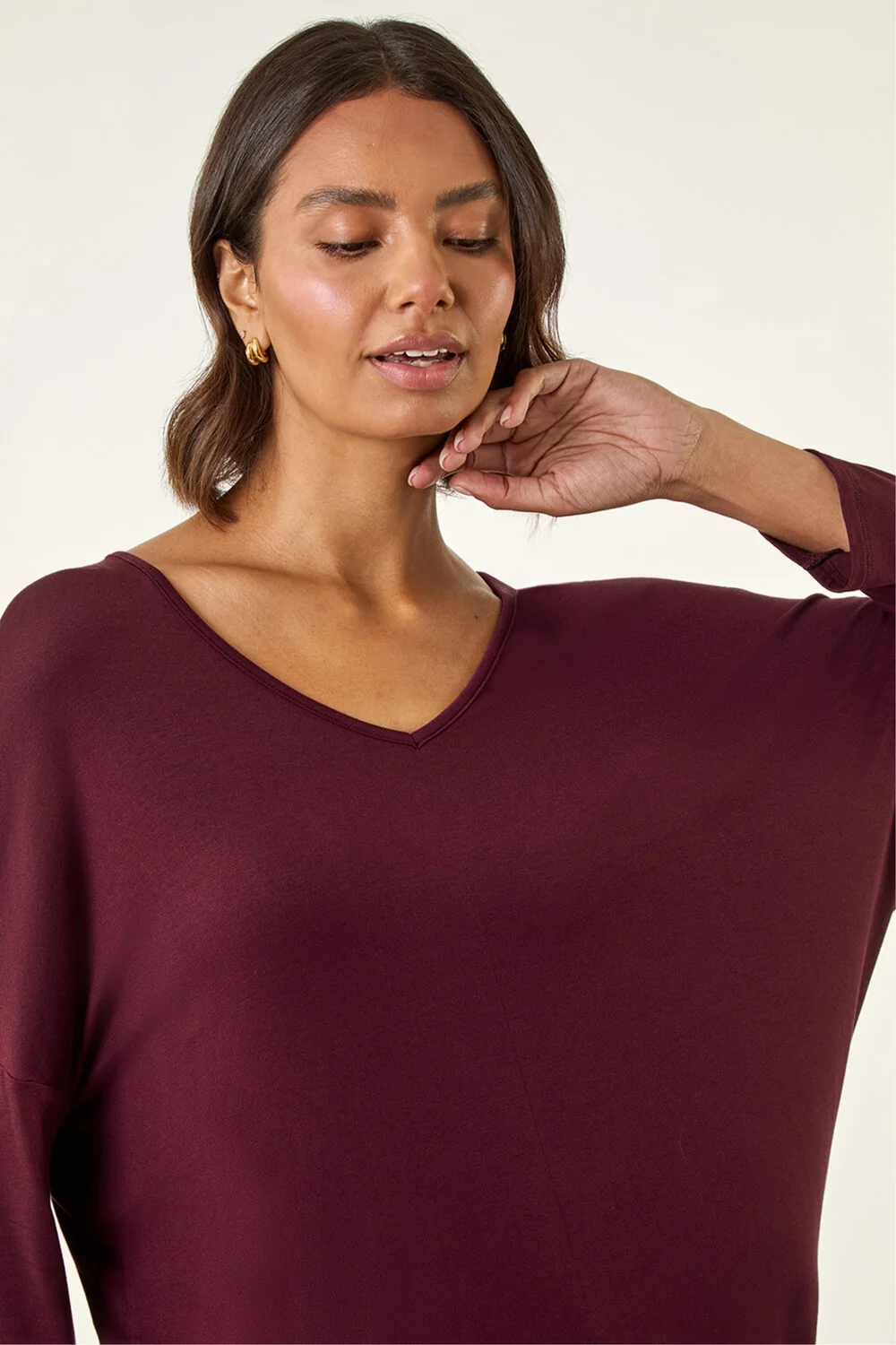 Roman Burgundy V-Neck Jersey Stretch T-Shirt - 18 Image 4