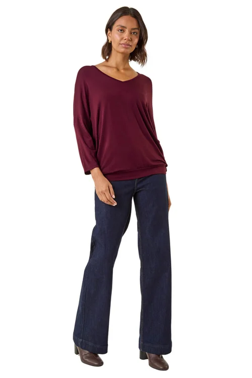 Roman Burgundy V-Neck Jersey Stretch T-Shirt - 18 Image 2