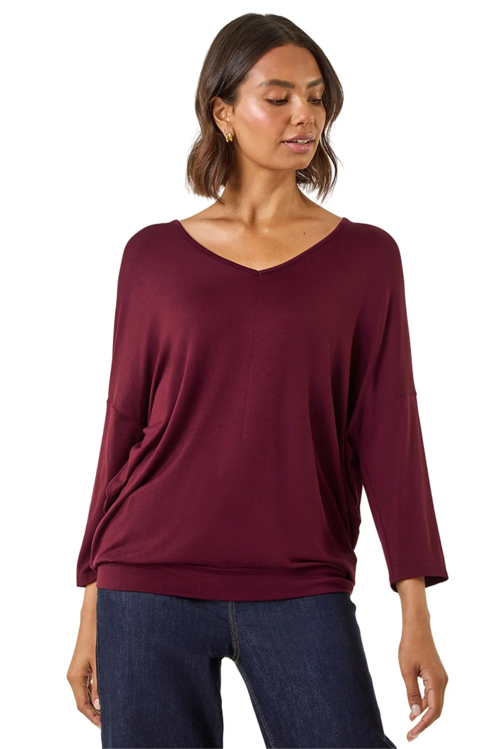 Roman Burgundy V-Neck Jersey Stretch T-Shirt - 18 Image 1