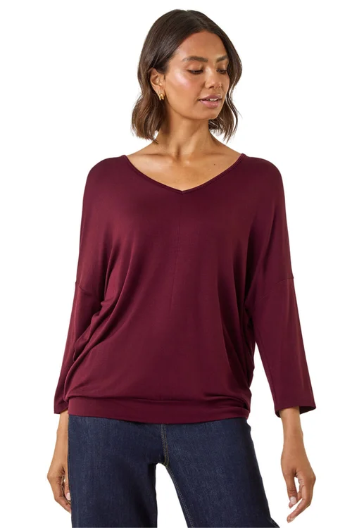 Roman Burgundy V-Neck Jersey Stretch T-Shirt - 18 Image 1