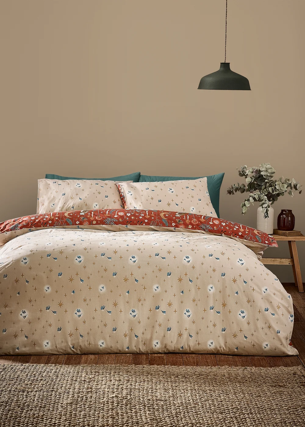 Catherine Lansfield Enchanted Twilight Animals Reversible Duvet Cover Set Burnt Orange - Single Image 2