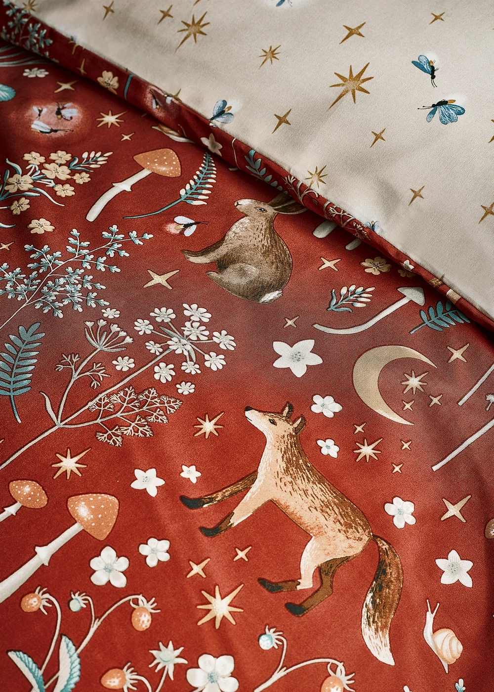 Catherine Lansfield Enchanted Twilight Animals Reversible Duvet Cover Set Burnt Orange - Single Image 4
