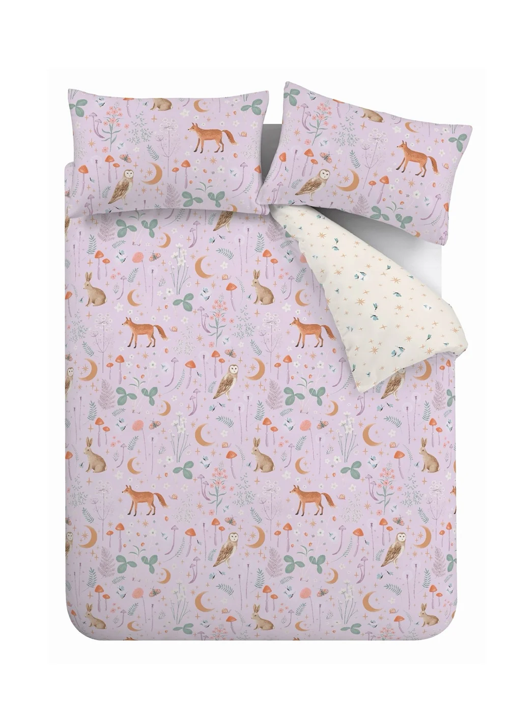 Catherine Lansfield Enchanted Twilight Animals Reversible Duvet Cover Set Lilac - Single Image 5