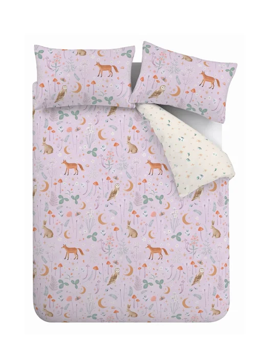 Catherine Lansfield Enchanted Twilight Animals Reversible Duvet Cover Set Lilac - Single Image 5