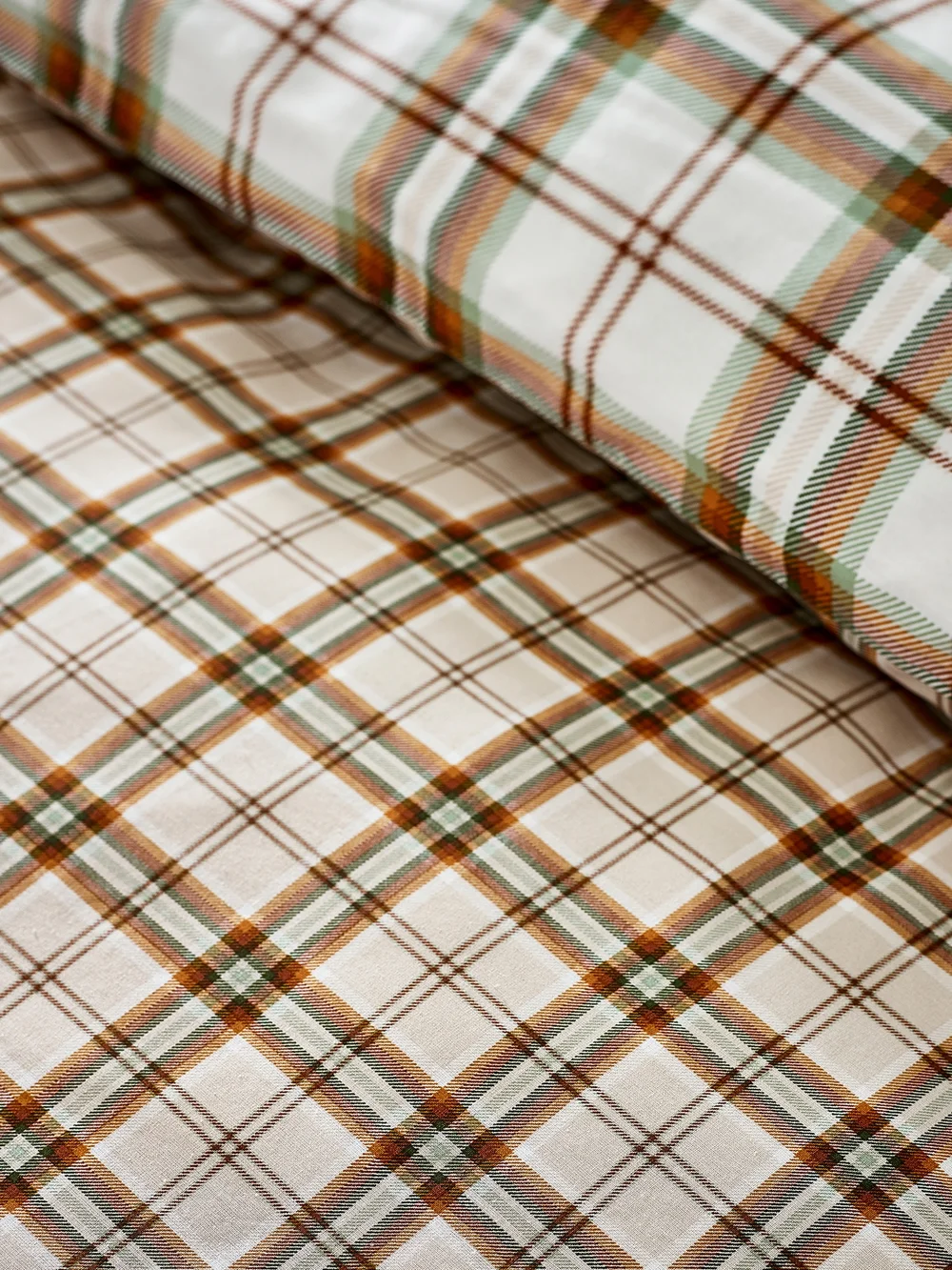 Catherine Lansfield Kelso Check Reversible Duvet Cover Set Burnt Orange - Single Image 4