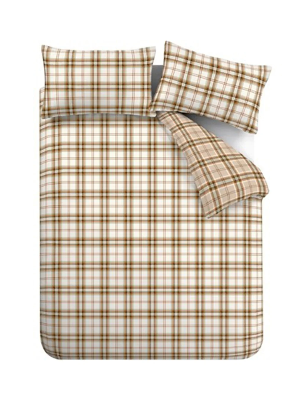 Catherine Lansfield Kelso Check Reversible Duvet Cover Set Burnt Orange - Single Image 5
