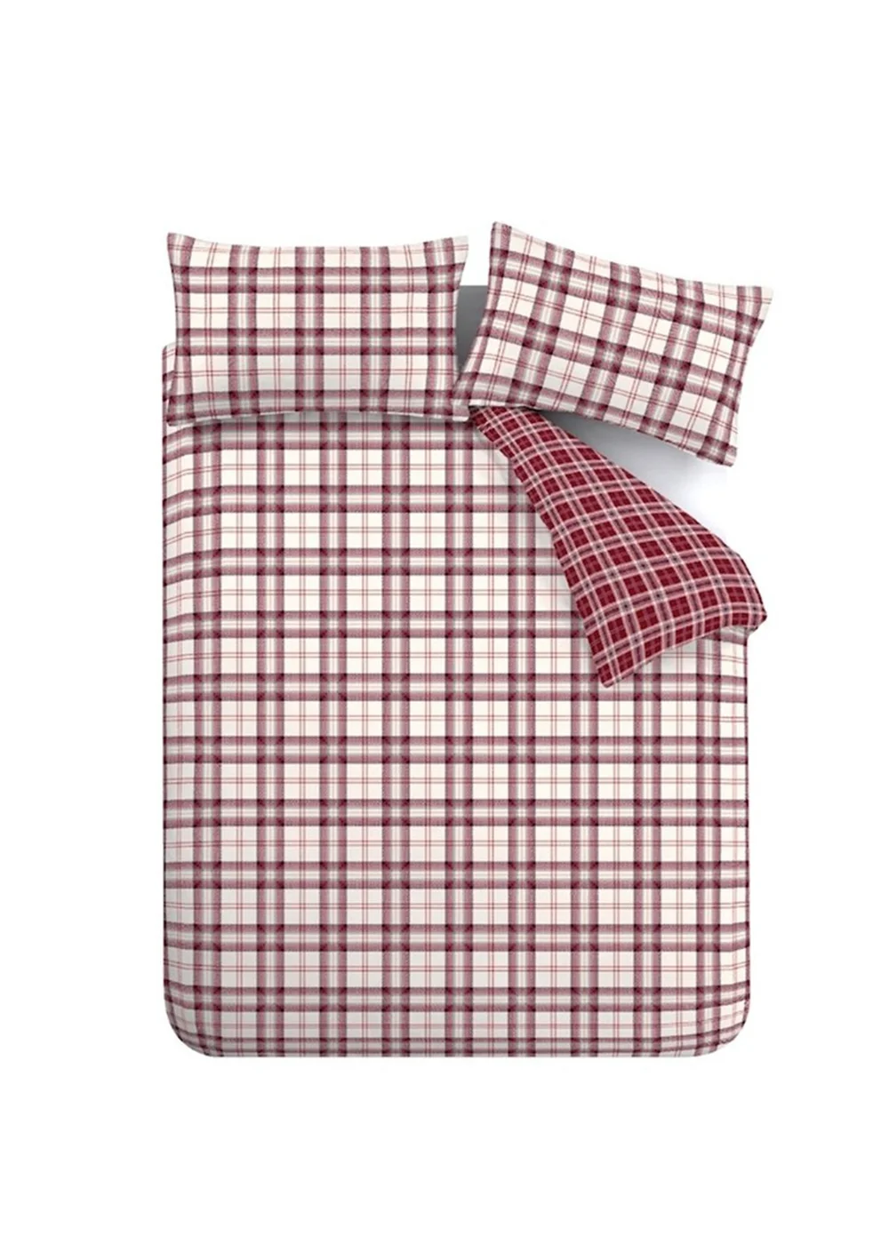 Catherine Lansfield Kelso Check Reversible Duvet Cover Set Plum - Single Image 5