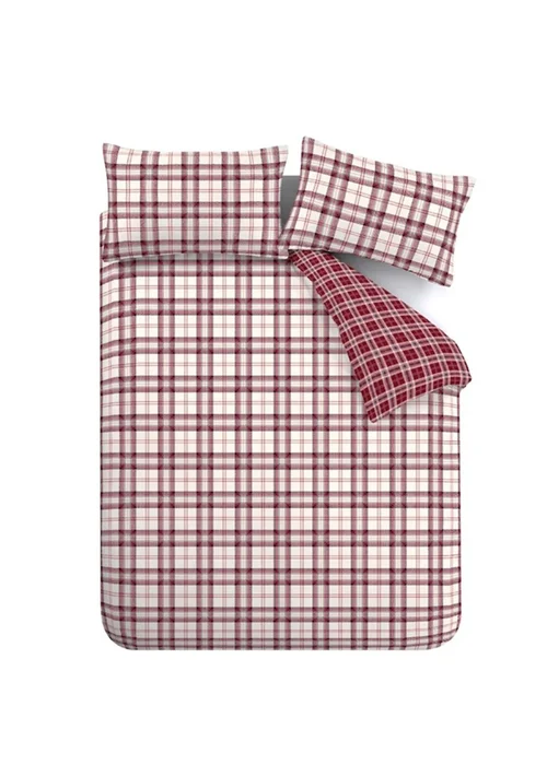 Catherine Lansfield Kelso Check Reversible Duvet Cover Set Plum - Single Image 5
