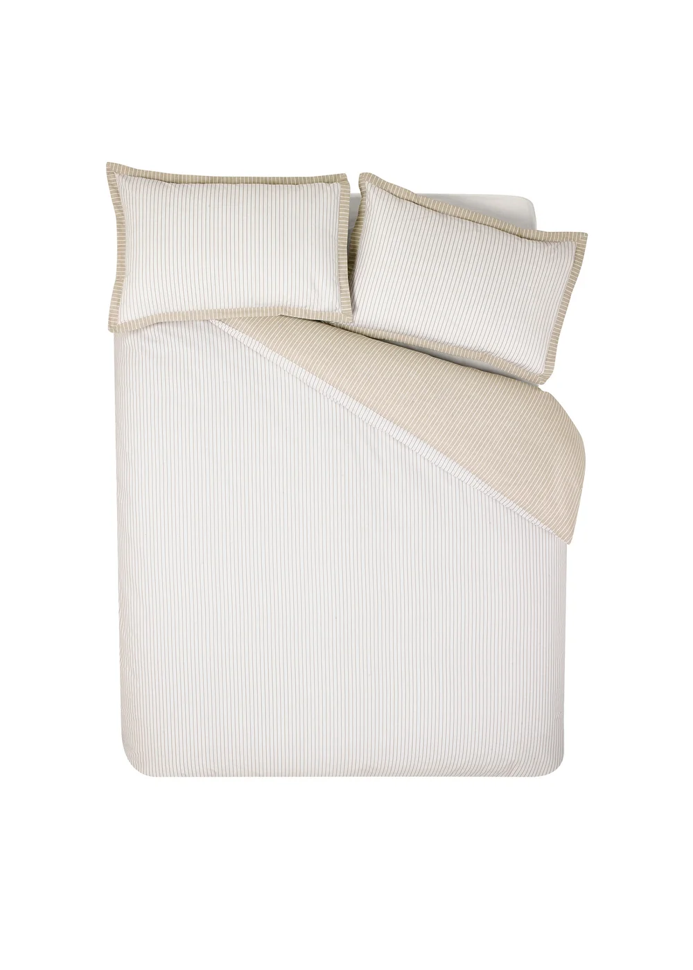 Catherine Lansfield Oxford Pinstripe Reversible Duvet Cover Set Natural - Single Image 5