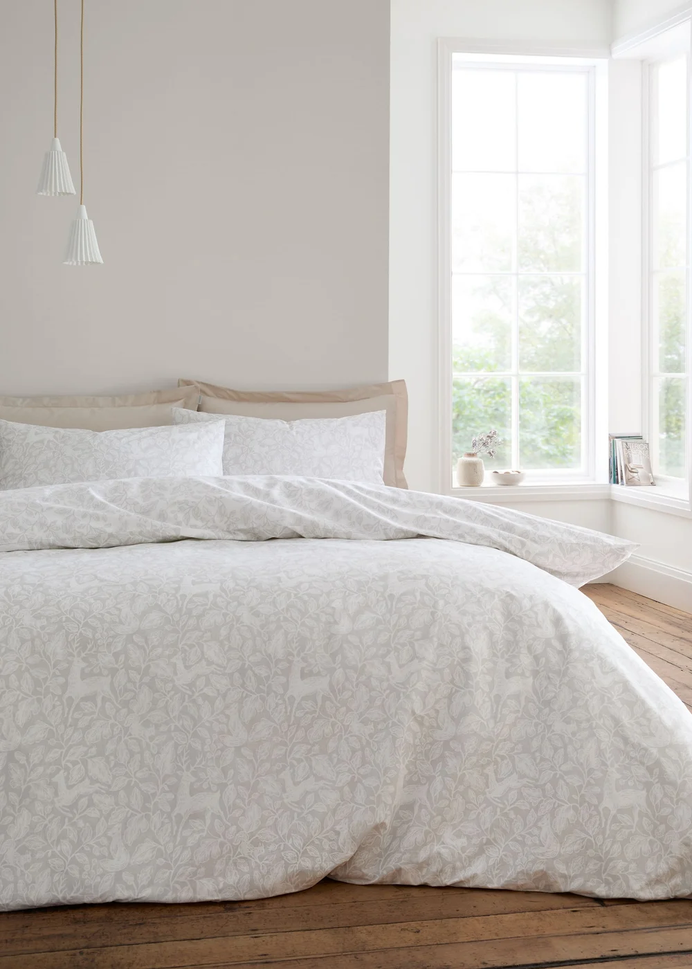 Bianca Fine Linens Natural Woodland Cotton Reversible Duvet Cover Set - Single Image 1