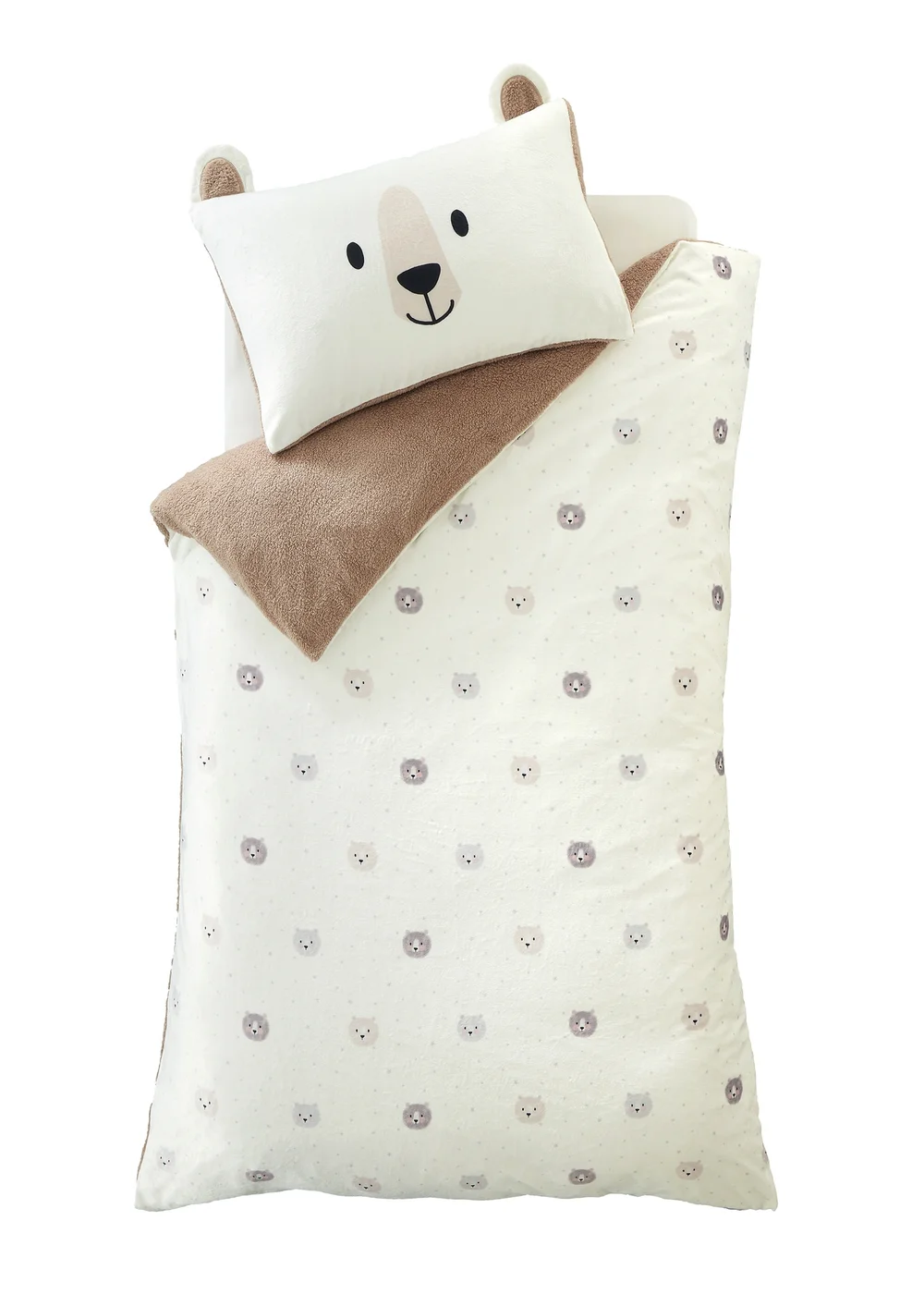 Catherine Lansfield Cosy Bear So Soft Duvet Cover Set Natural - Single Image 5