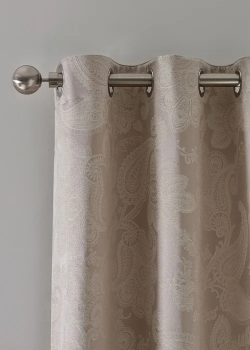 Catherine Lansfield Opulent Jacquard Lined Eyelet Curtains Champagne Gold - 66W X 90D (168x228cm) Image 2
