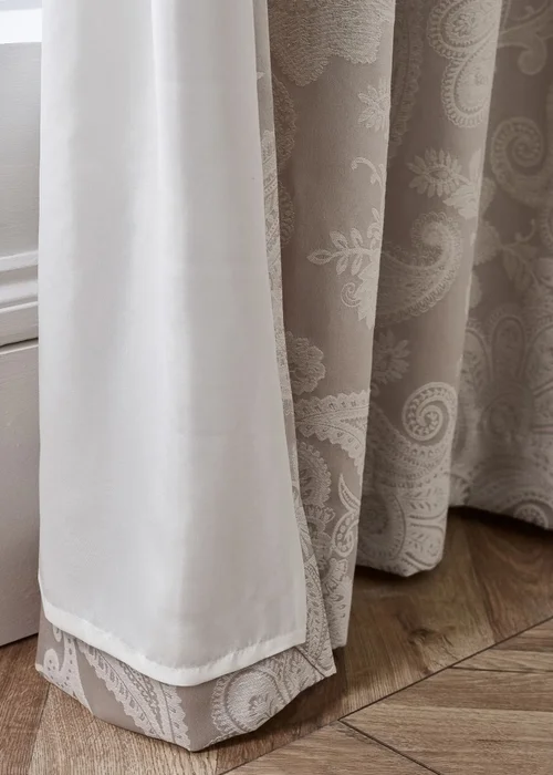 Catherine Lansfield Opulent Jacquard Lined Eyelet Curtains Champagne Gold - 66W X 90D (168x228cm) Image 4