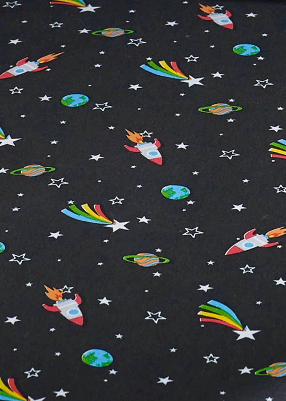 Catherine Lansfield Rainbow Rockets Fitted Sheet Black - Double Image 2