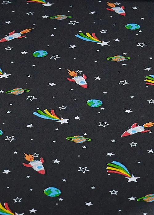 Catherine Lansfield Rainbow Rockets Fitted Sheet Black - Double Image 2