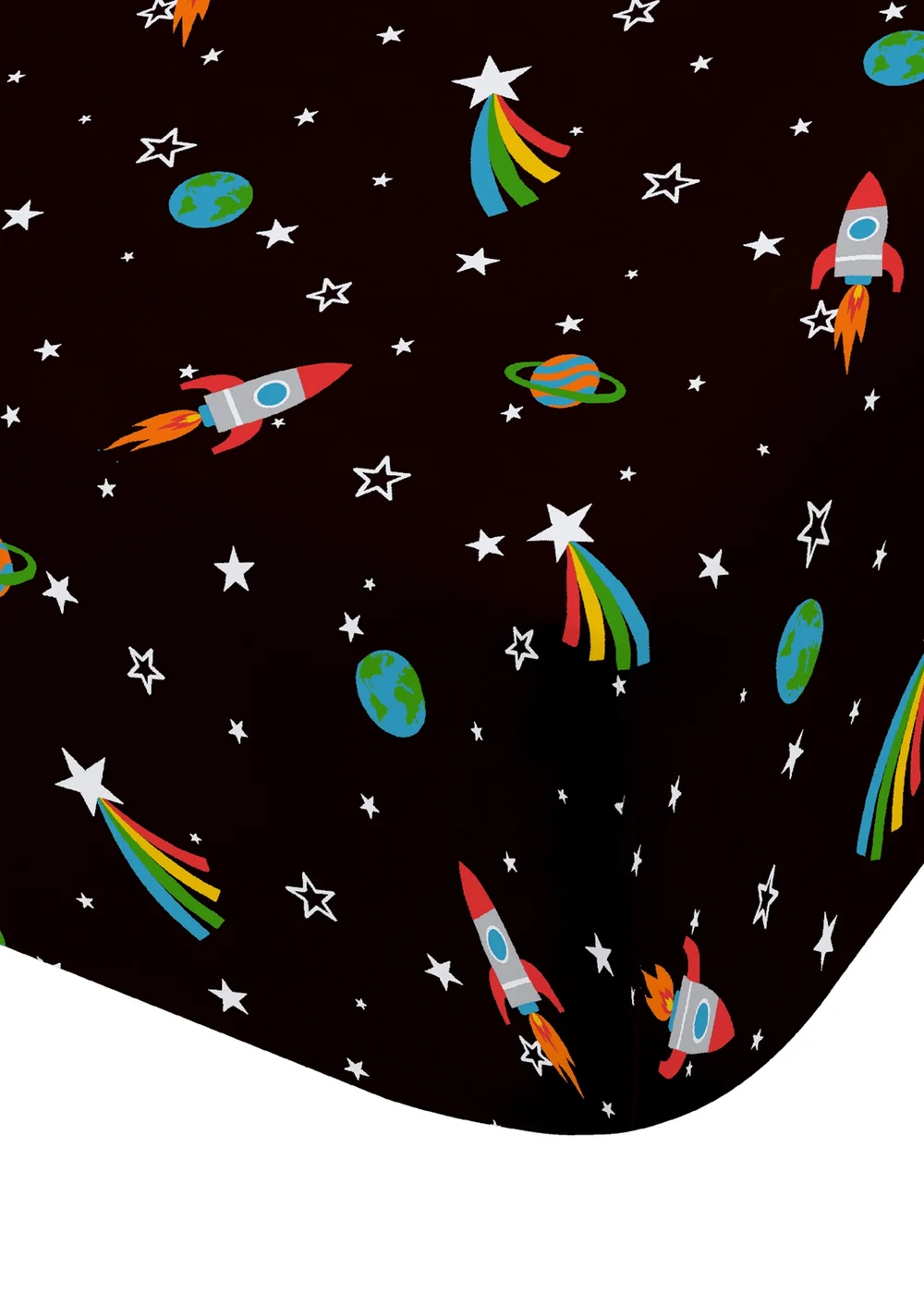 Catherine Lansfield Rainbow Rockets Fitted Sheet Black - Double Image 3