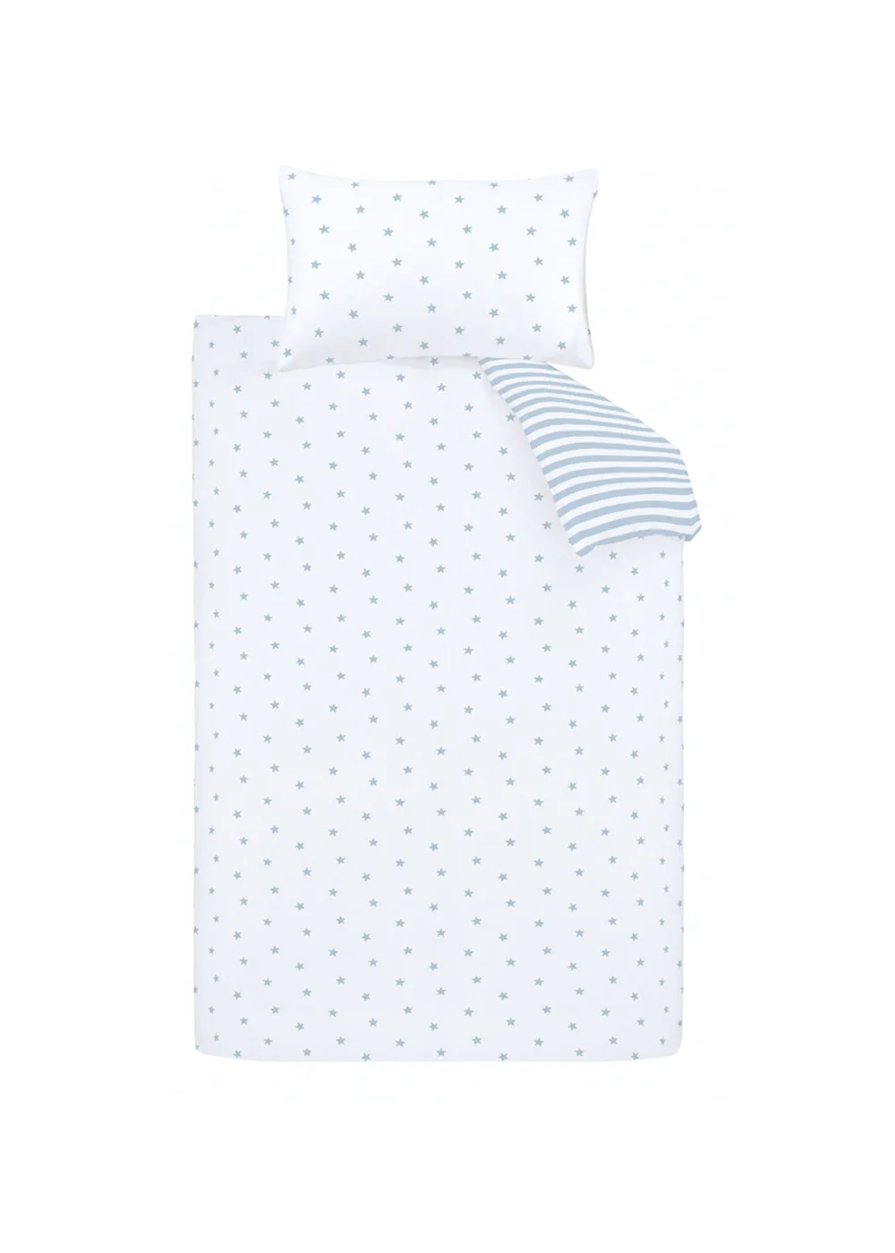 Bianca Fine Linens Mini Star & Stripes Reversible Cotton Duvet Cover Set Blue - Junior Image 5