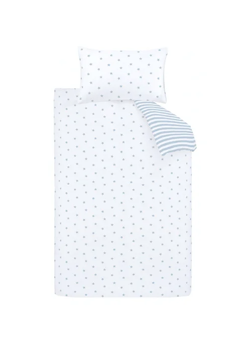 Bianca Fine Linens Mini Star & Stripes Reversible Cotton Duvet Cover Set Blue - Junior Image 5