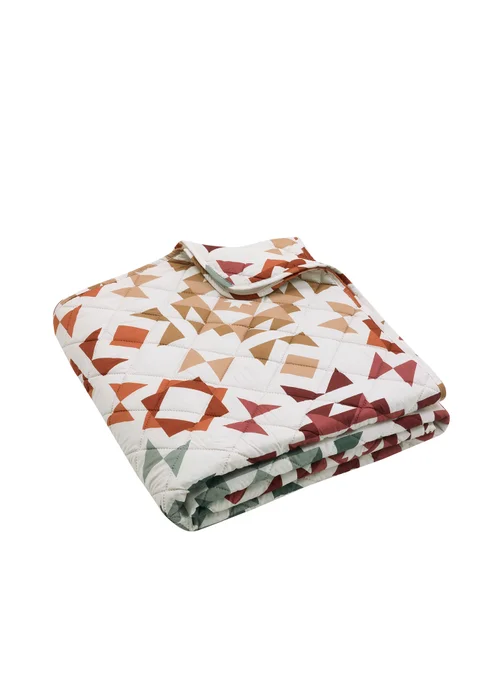 Catherine Lansfield Autumn Patchwork Geo Quilted Bedspread Natural - One Size Image 3