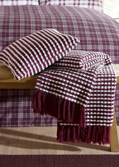 Catherine Lansfield Stab Stitch 43x43cm Cushion Plum - 43W X 43D Image 4