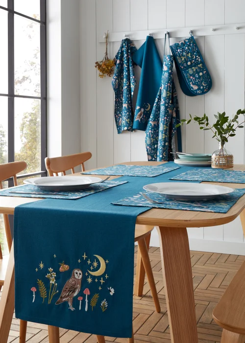 Catherine Lansfield Enchanted Twilight Animals Cotton Dining Placemat 4 Pack Navy Blue - One Size Image 2