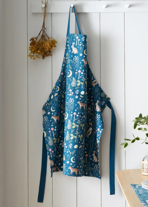 Catherine Lansfield Enchanted Twilight Animals Cotton Kitchen Adult Apron Navy - One Size Image 1